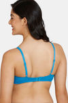 Zivame Beautiful Basics Padded Non Wired 3/4th Coverage T-Shirt Bra - Methyl Blue — thumbnail 2